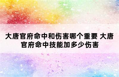 大唐官府命中和伤害哪个重要 大唐官府命中技能加多少伤害